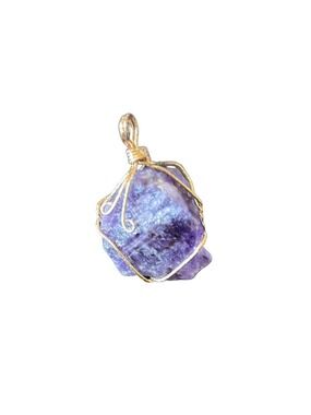 Amethyst Stone Wire Wrapped Pendant Purple